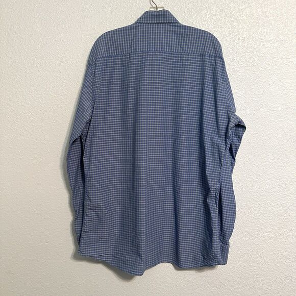 Ledbury Shirt Mens Size XL Blue Green Check 100% Cotton Casual Button Up Slim - Picture 2 of 9